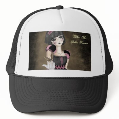 Empty Eyes White & Black Cap Hat by willowgothicprincess