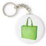 Empty green reusable grocery bag key chain