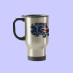 EMS travel mugs, coffee mugs and beer steins you can personalize with EMT's name, rescue squad or message.