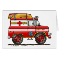 EMS Rescue Van Ambulance Fire Truck Card