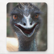Emu saying HI! Open beak big brown eyes picture mousepad