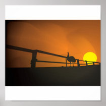 Emu Sunset Poster