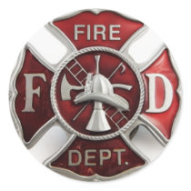 'enamel' fire dept insignia sticker