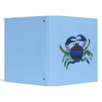 Enameled Blue Crab 3 Ring Binder