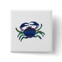 Enameled Blue Crab Pinback Buttons