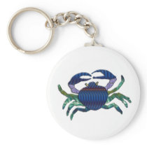 Enameled Blue Crab Key Chains