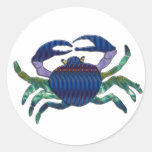 Enameled Blue Crab Round Sticker