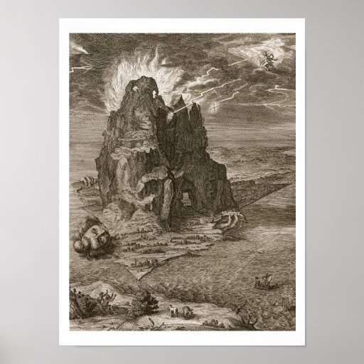 Enceladus Buried Underneath Mount Etna, 1731 (engr Posters