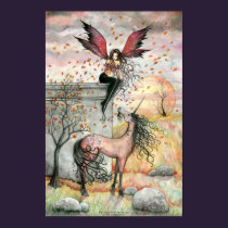 Enchanted Autumn Fairy Unicorn Art Poster posters