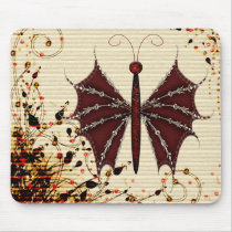 Enchanted Butterfly Burgundy mousepads