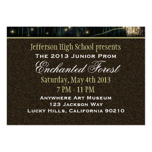 Enchanted Forest Prom Tickets - Invitations Business Card Template (back side)