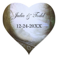 Enchanted Forest Scene Save The Date Heart Stickers