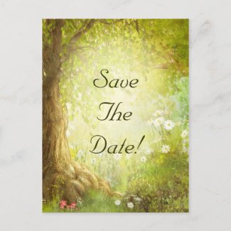 Enchanted Forest Scene Save The Date Wedding Post Card