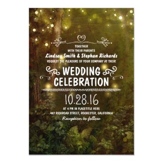 enchanted forest string lights wedding invitations 5" x 7" invitation card