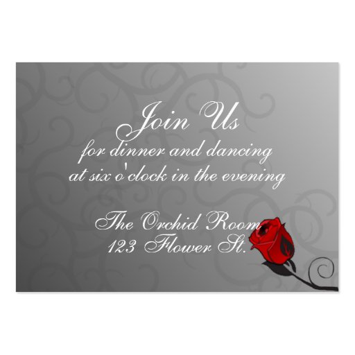 Enchanted Roses Reception Cards Business Card (front side)