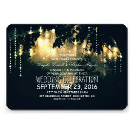 Enchanted string lights trees wedding invitations card