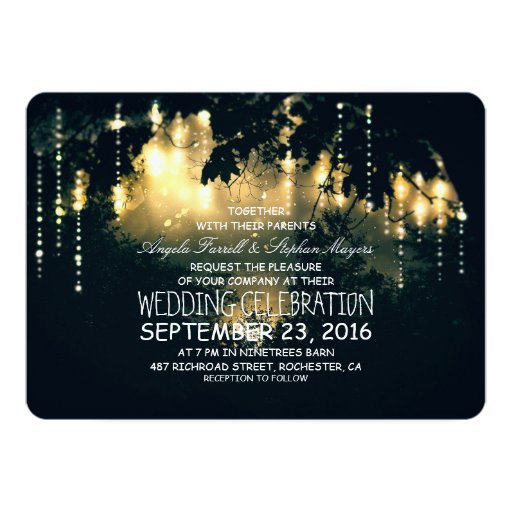 Enchanted string lights trees wedding invitations Zazzle