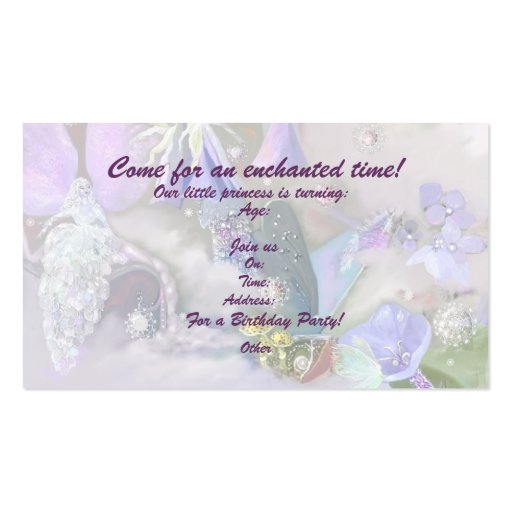 Enchanted time revised, template business card template (front side)