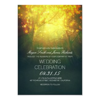 Enchanted Trees & Lights Rustic Wedding Invite