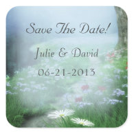 Enchanted Woodland Forest Save The Date Wedding Square Sticker