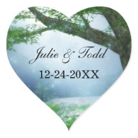 Enchanted Woodland Forest Wedding Heart Sticker