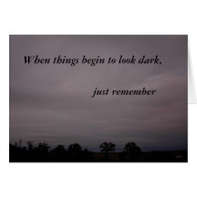 Encouragement card, dusk over treetops.