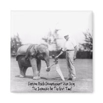 Encouragement - Elephant Playing Golf Magnets