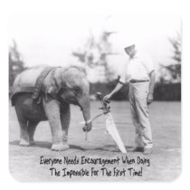 Encouragement - Elephant Playing Golf Square Sticker