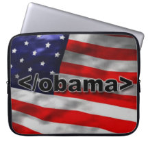 End Obama Code Black on White Computer Sleeve