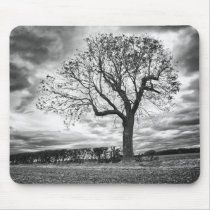 End of Summer Black and white tree mousemat mousepads