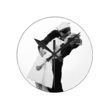 End Of War Kiss Round Clock