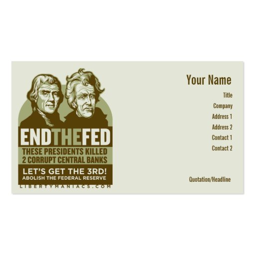 End the Fed Action Cards Business Cards