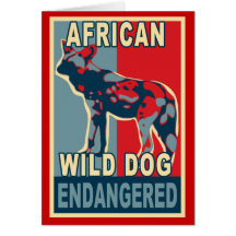 Endangered African Wild Dog Pop Art Tshirts Card