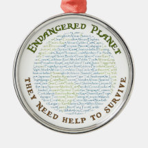 Endangered Planet Typography Christmas Tree Ornament