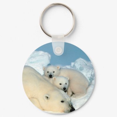 Endangered / Polar Bear &amp; Cubs by Steve Amstrup Keychain by moxieann