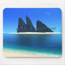 beach, rocks, palms, moon, ocean, tropics, oceans, Mouse pad with custom graphic design