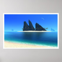 blue, tropics, tropical, ocean, digital, Poster with custom graphic design