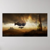 baloon, journey, castle, fantasy art posters, adventure, dreamland, tower, illustration, digital art, surreal art, flying, boat, houk, artwork, surreal, fantasy, fairytales, gifts, eerie, fun, adorable, mood, mysterious, excellent, cool, unique, awesome, amazing, fantastic, impressive, atmospheric, imaginative, landscape, cool posters, Poster with custom graphic design
