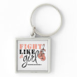 Endometrial Cancer Awareness Fight Like a Girl keychains
