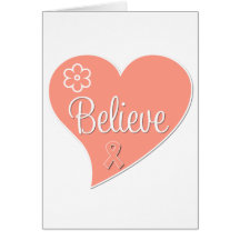 Endometrial Cancer Believe Heart Greeting Cards