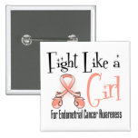Endometrial Cancer Cool Retro Fight Like a Girl buttons