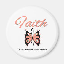 Endometrial Cancer Faith Butterfly Ribbon Magnets