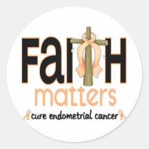 Endometrial Cancer Faith Matters Cross 1 Round Stickers