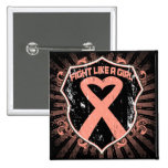 Endometrial Cancer Fight Like A Girl Armor buttons