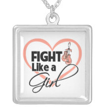Endometrial Cancer Fight Like a Girl Heart Pendant