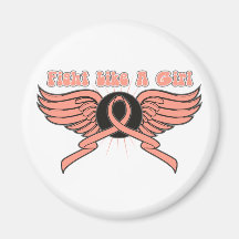 Endometrial  Cancer Fight Like A Girl Wings Fridge Magnet