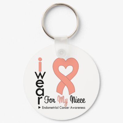 Endometrial Cancer Heart Ribbon NIECE keychains