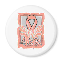 Endometrial Cancer Hope Butterfly Portrait Fridge Magnets