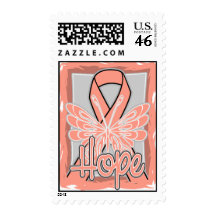 Endometrial Cancer Hope Butterfly Portrait Postage Stamps