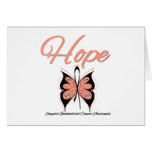 Endometrial Cancer Hope Butterfly Ribbon Greeting Cards